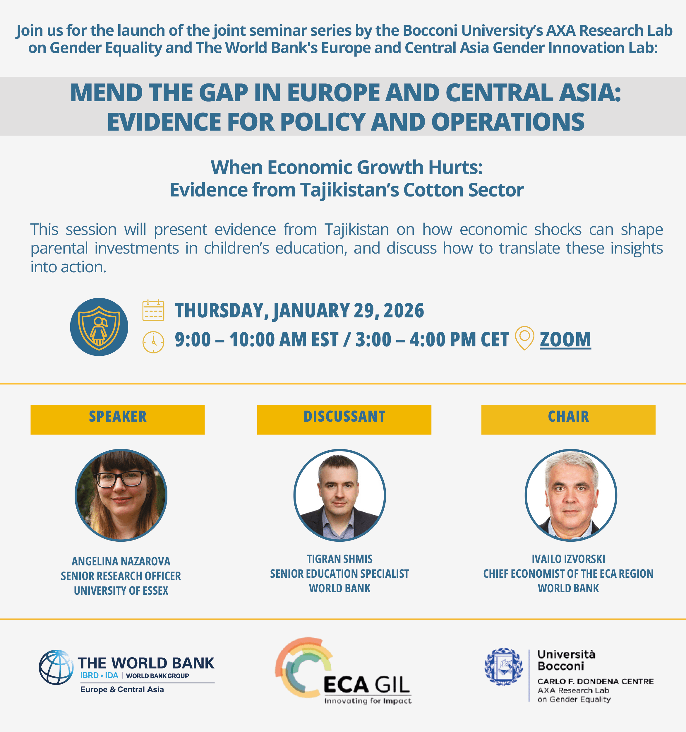 Session 1, “Mend the Gap in Europe and Central Asia: Evidence for Policy and Operations” Webinar Series