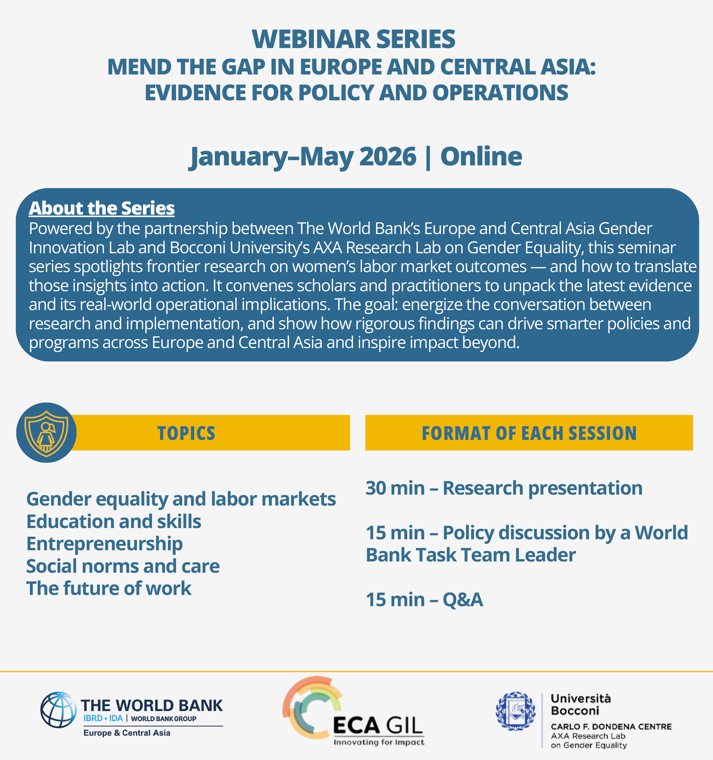 “Mend the Gap in Europe and Central Asia: Evidence for Policy and Operations” Webinar Series
